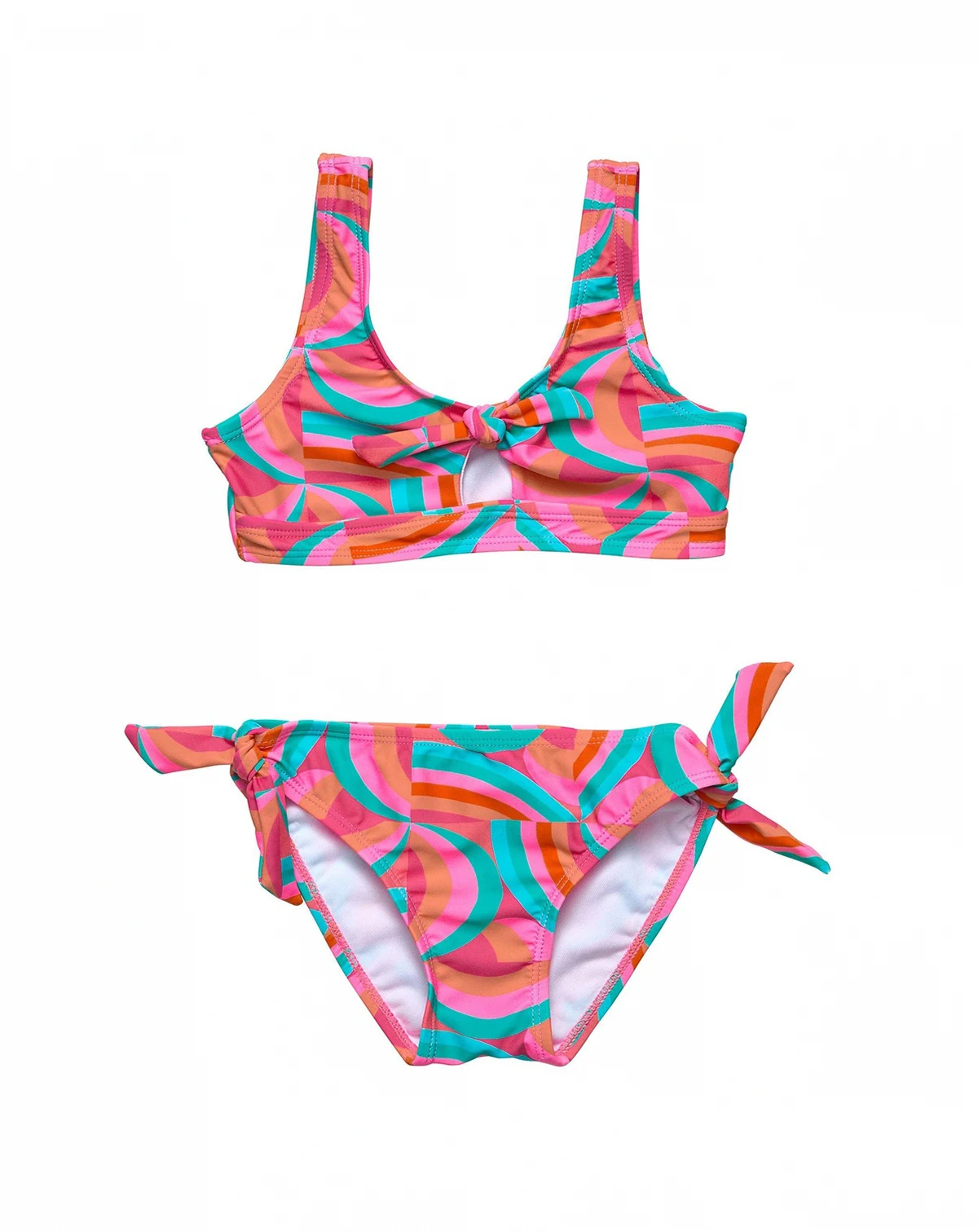 Toddler| Child Girl Geo Melon Sustainable Knot Front Bikini