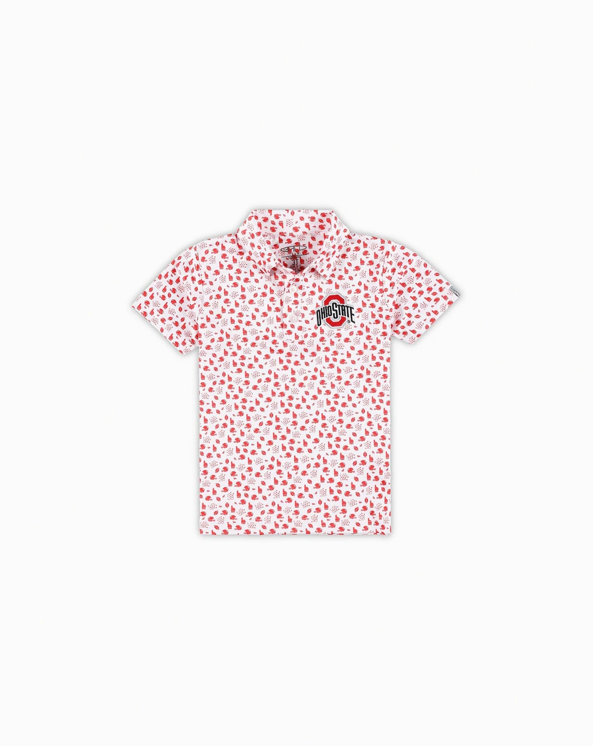 Toddler White Ohio State Buckeyes Earnest Allover Print Polo Shirt