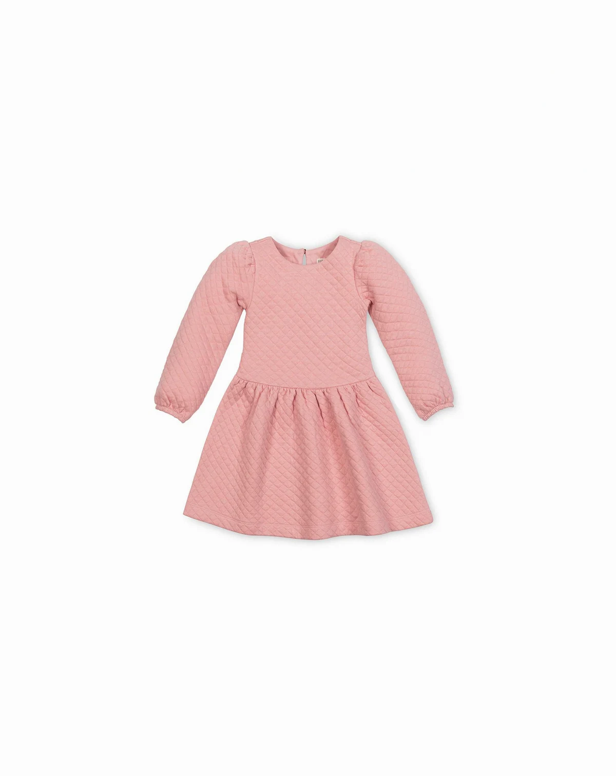 Little and Big Girls' Long Sleeve Quilted Drop Waist Dress