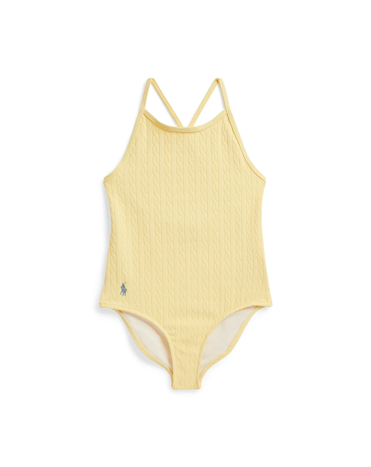 Girls' 2-6X Mini-Cable Jacquard Round Neck One-Piece Swimsuit