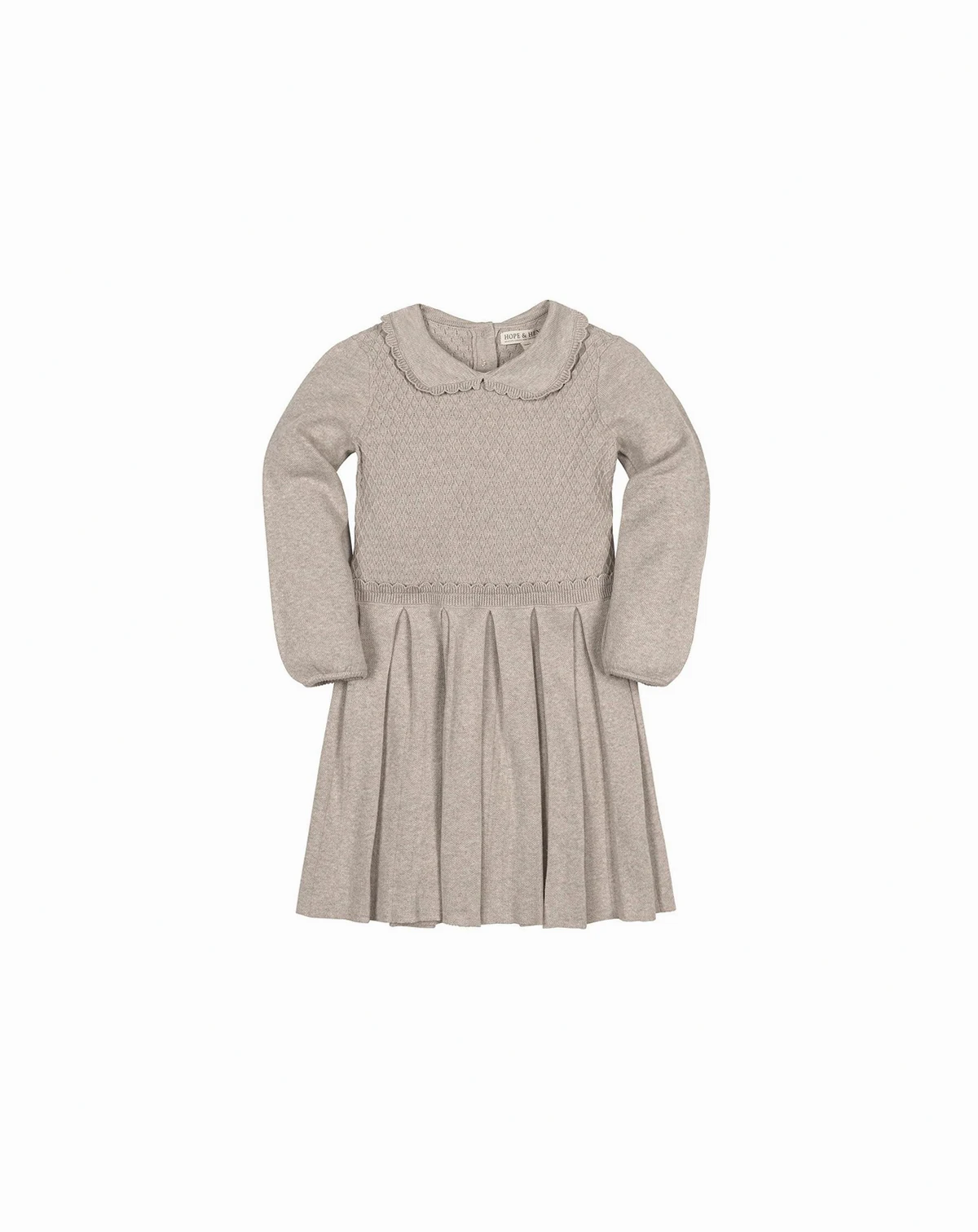 Toddler Girls Organic Peter Pan Collar Scallop Trim Sweater Dress