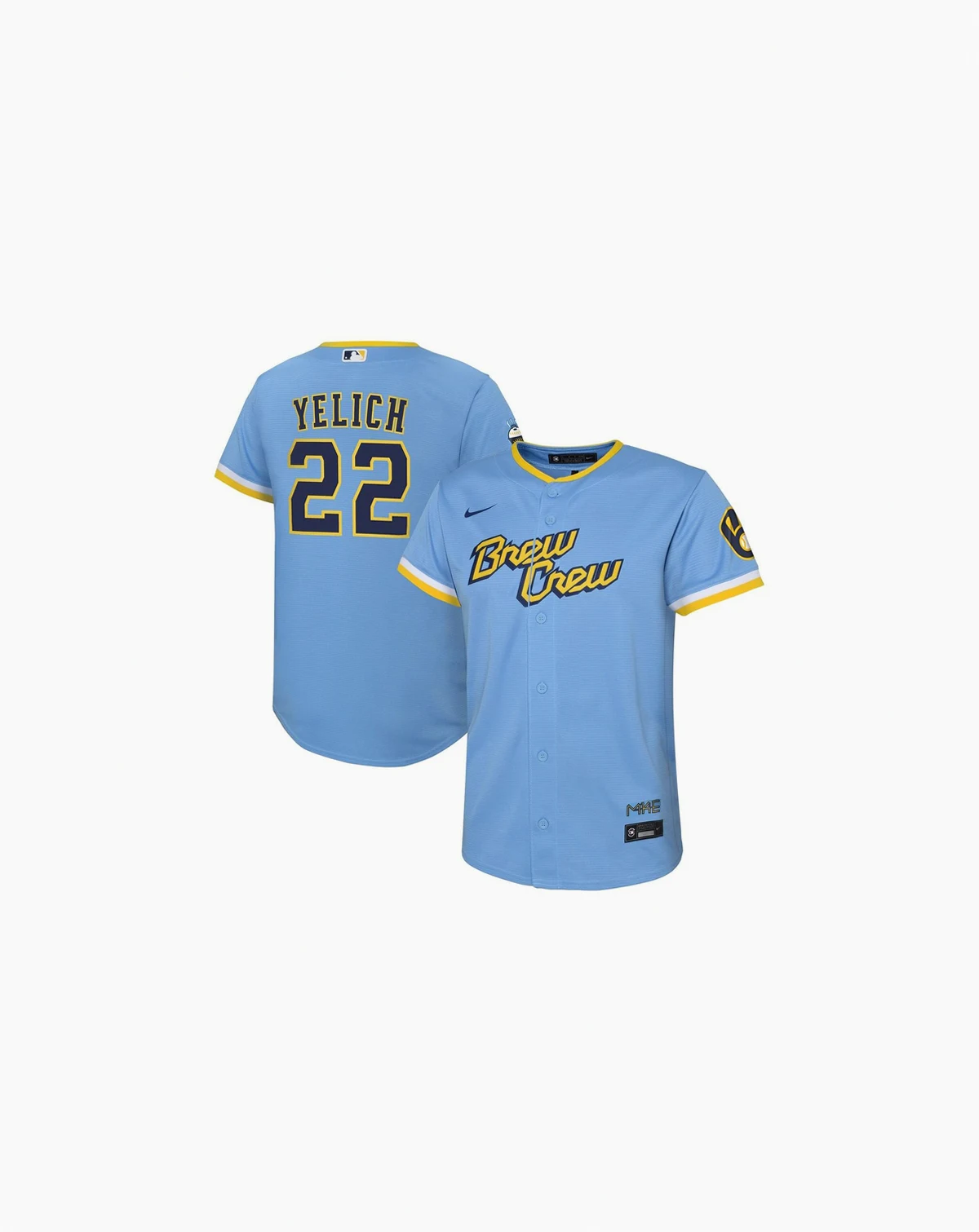 Toddler Boys and Girls Christian Yelich Powder Blue Milwaukee Brewers City Connect Replica Player Jersey