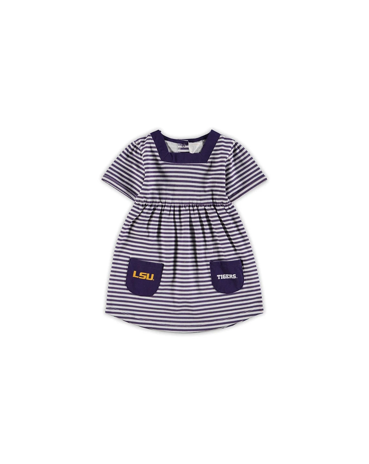 Girls Toddler Purple LSU Tigers Striped Dress with Pockets