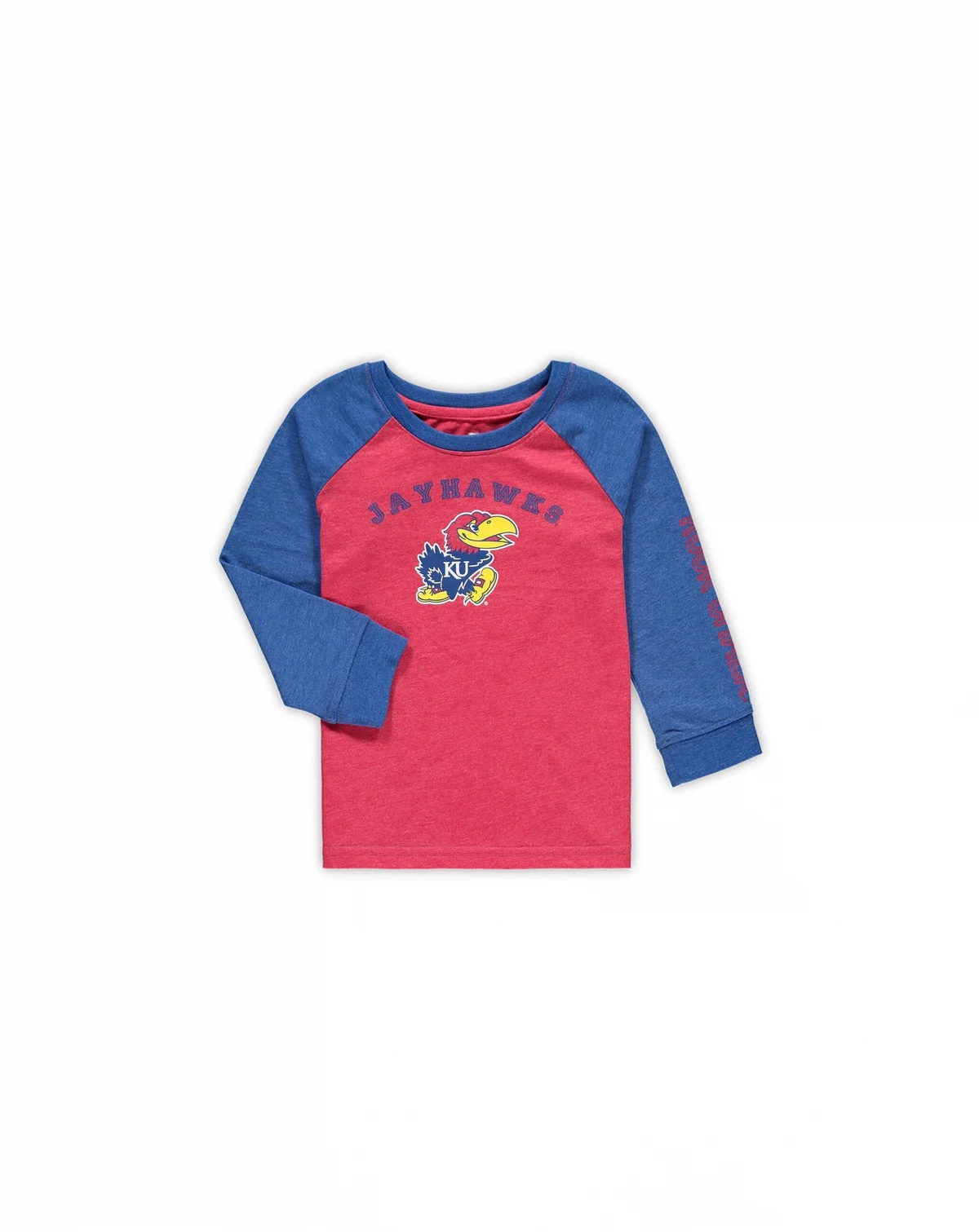 Toddler Boys and Girls Heathered Red Kansas Jayhawks Long Sleeve Raglan T-shirt