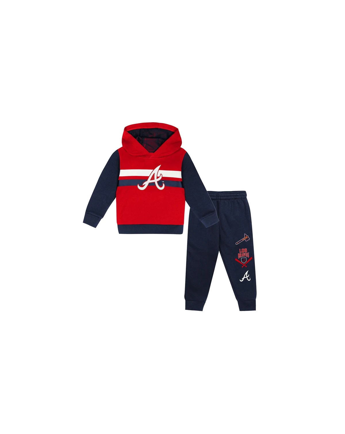 Toddler 2-Piece Red/Navy Atlanta Braves Wind Up Pullover Hoodie and Sweatpants Set