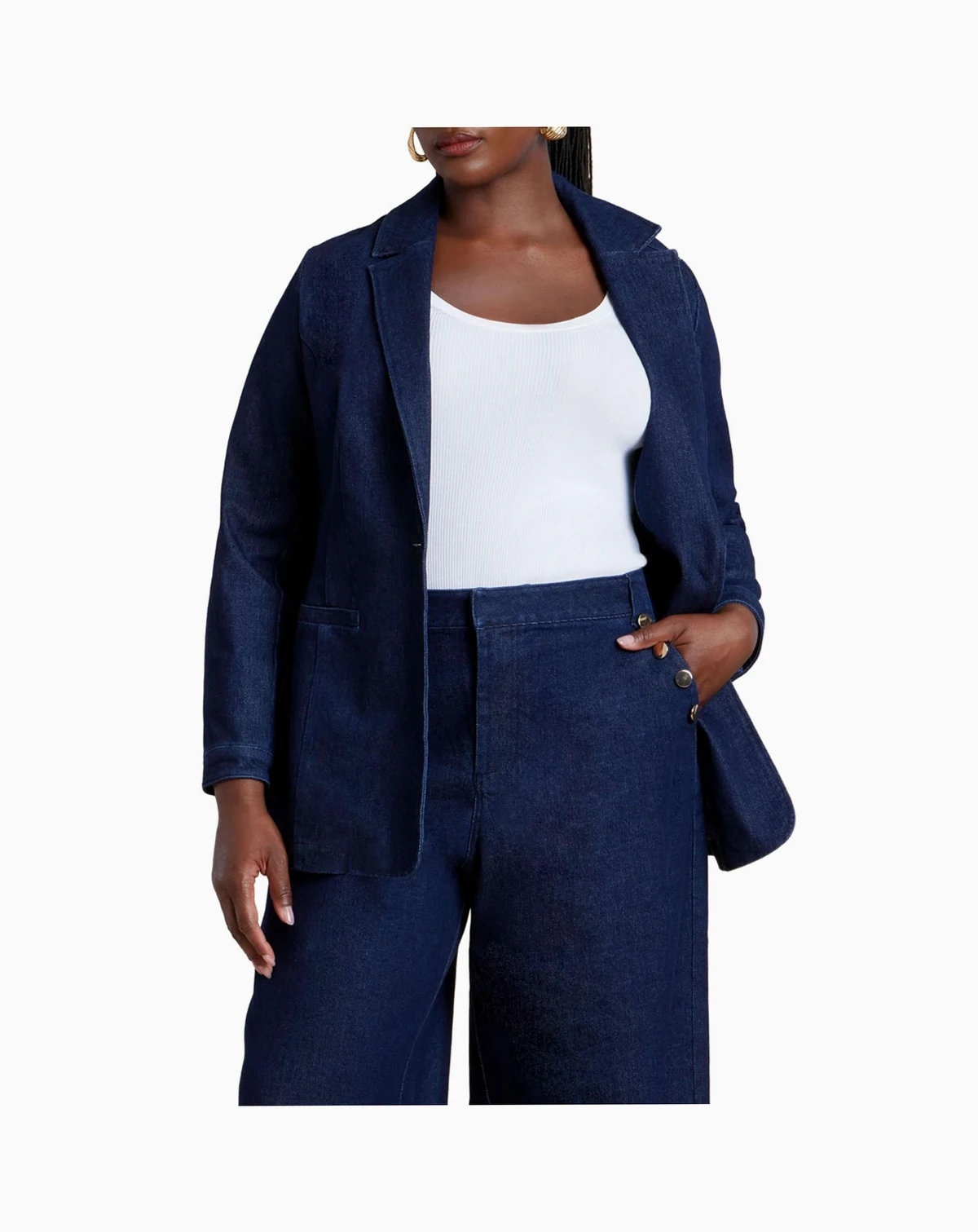 Women's Plus Size Denim Blazer