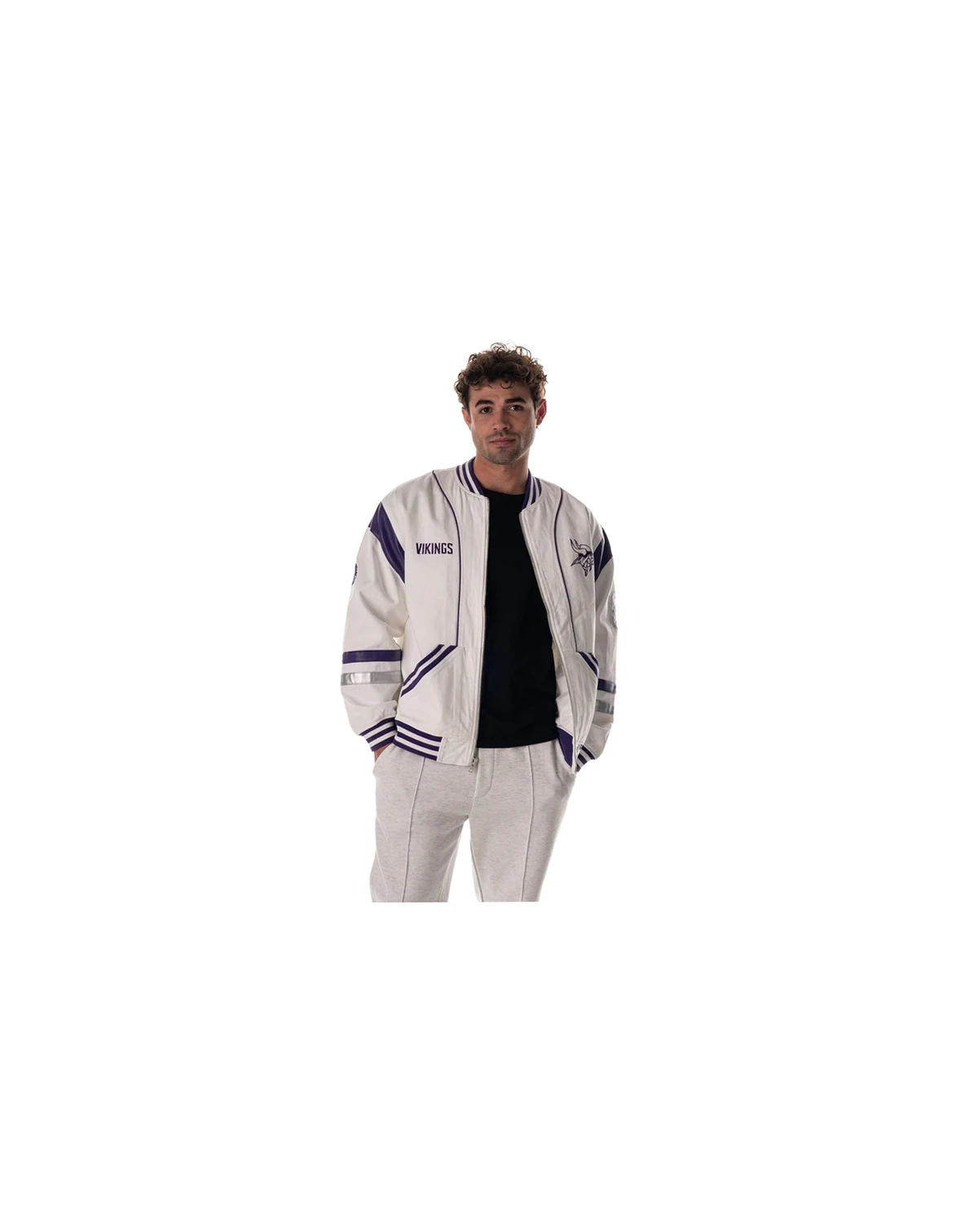 Men's and Women's White Minnesota Vikings Oversized Retro Full-Zip Jacket