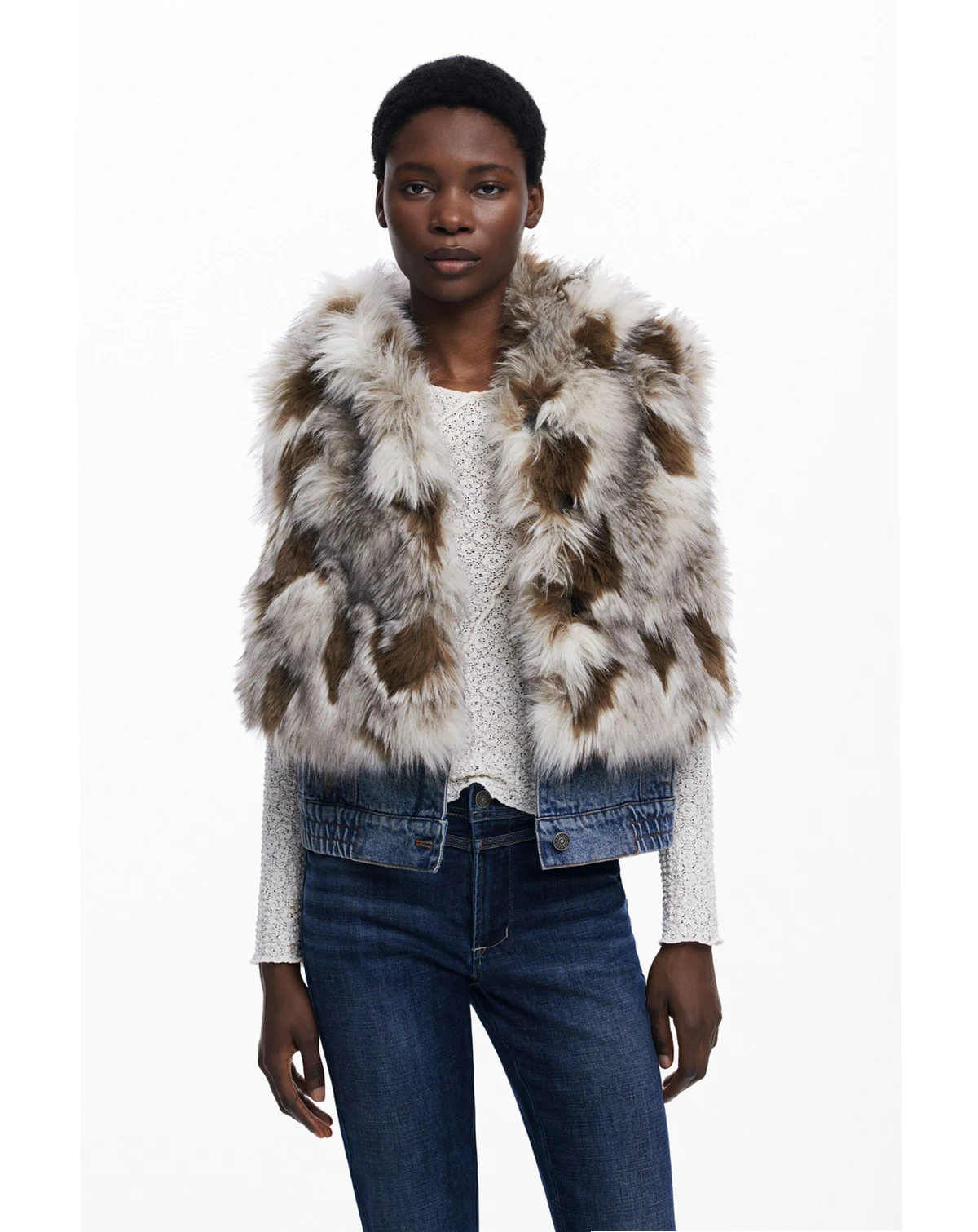 Women's Denim fur vest