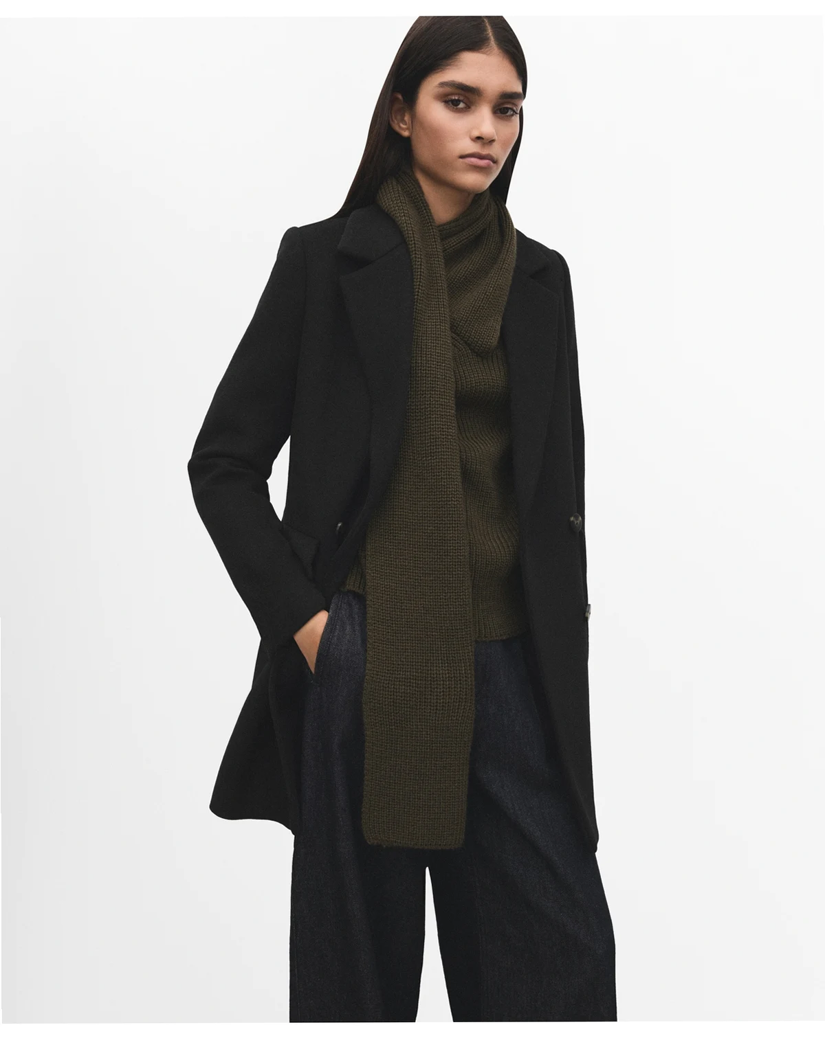 Women's Double-Breasted Wool Blend Coat