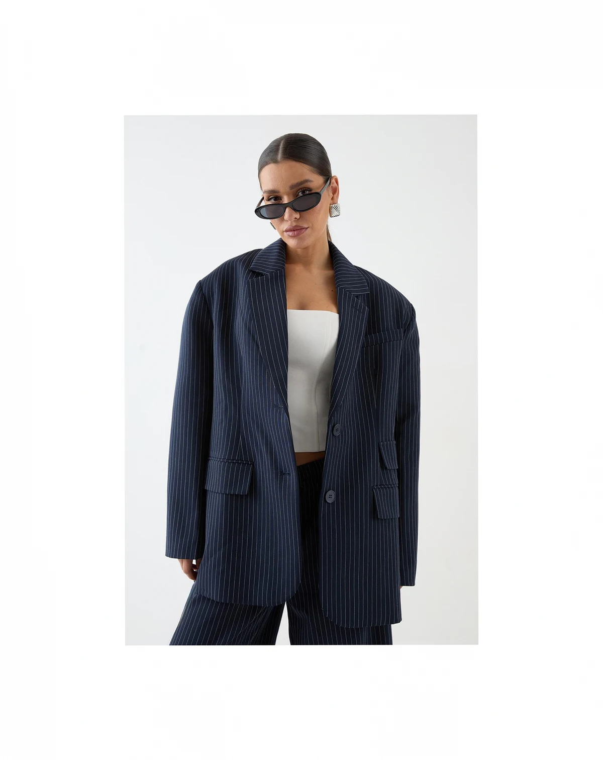 Women's Premium Pinstripe Oversized Blazer