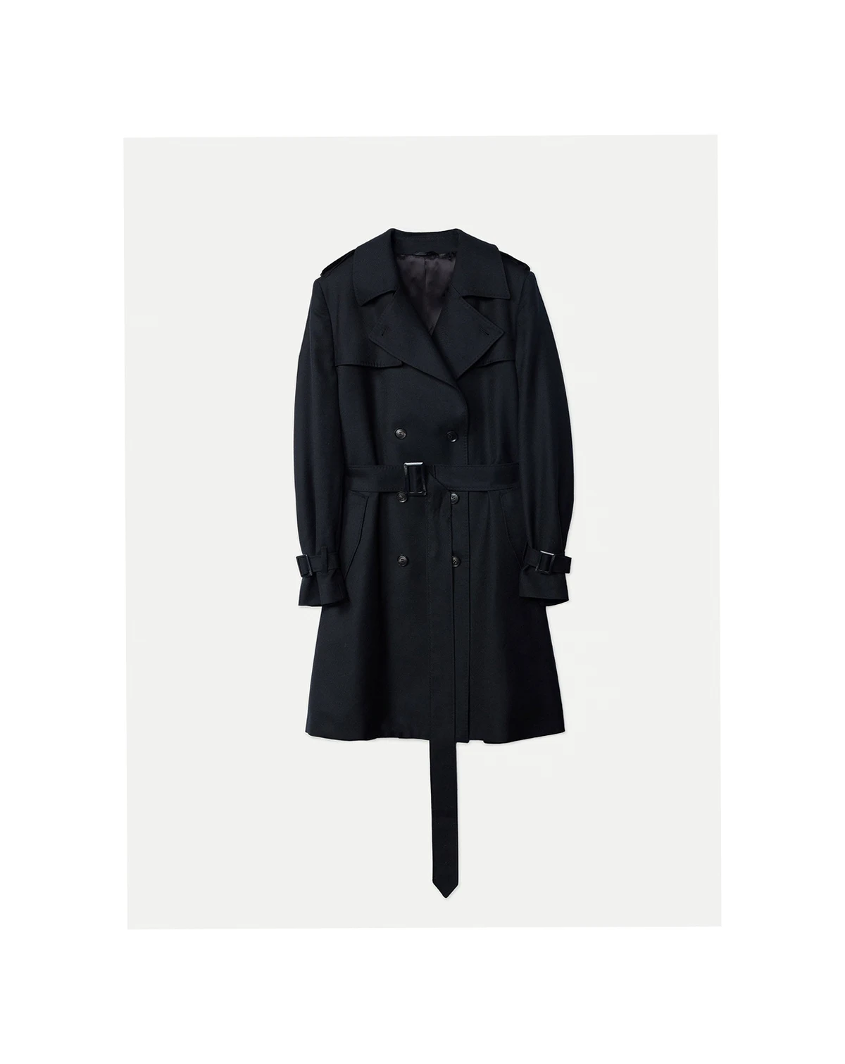 Women's Double Breasted Cashmere Trench Coat Black