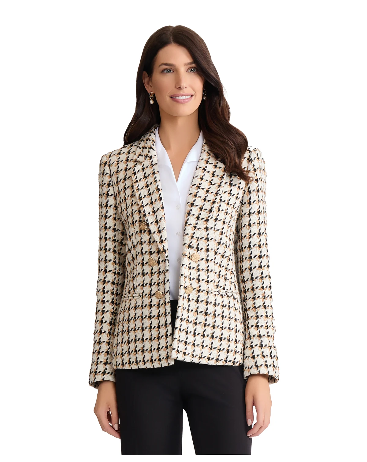 Women's Long-Sleeve Faux Double-Breasted Jacket