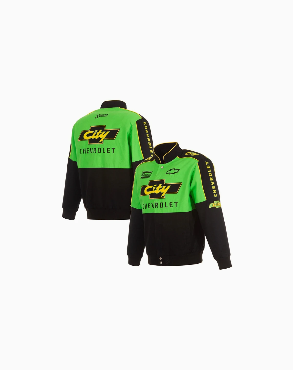 Men's Black/Green NASCAR City Chevrolet Legend Full-Snap Twill Uniform Jacket