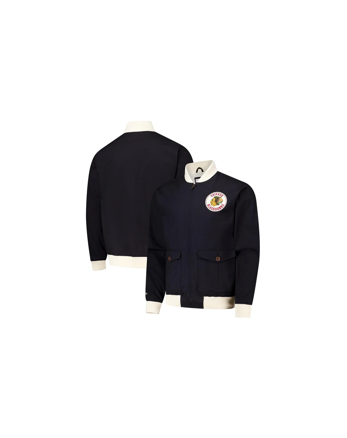 Men's Black Chicago Blackhawks Vintage Coaches Cotton Twill Full-Zip Jacket