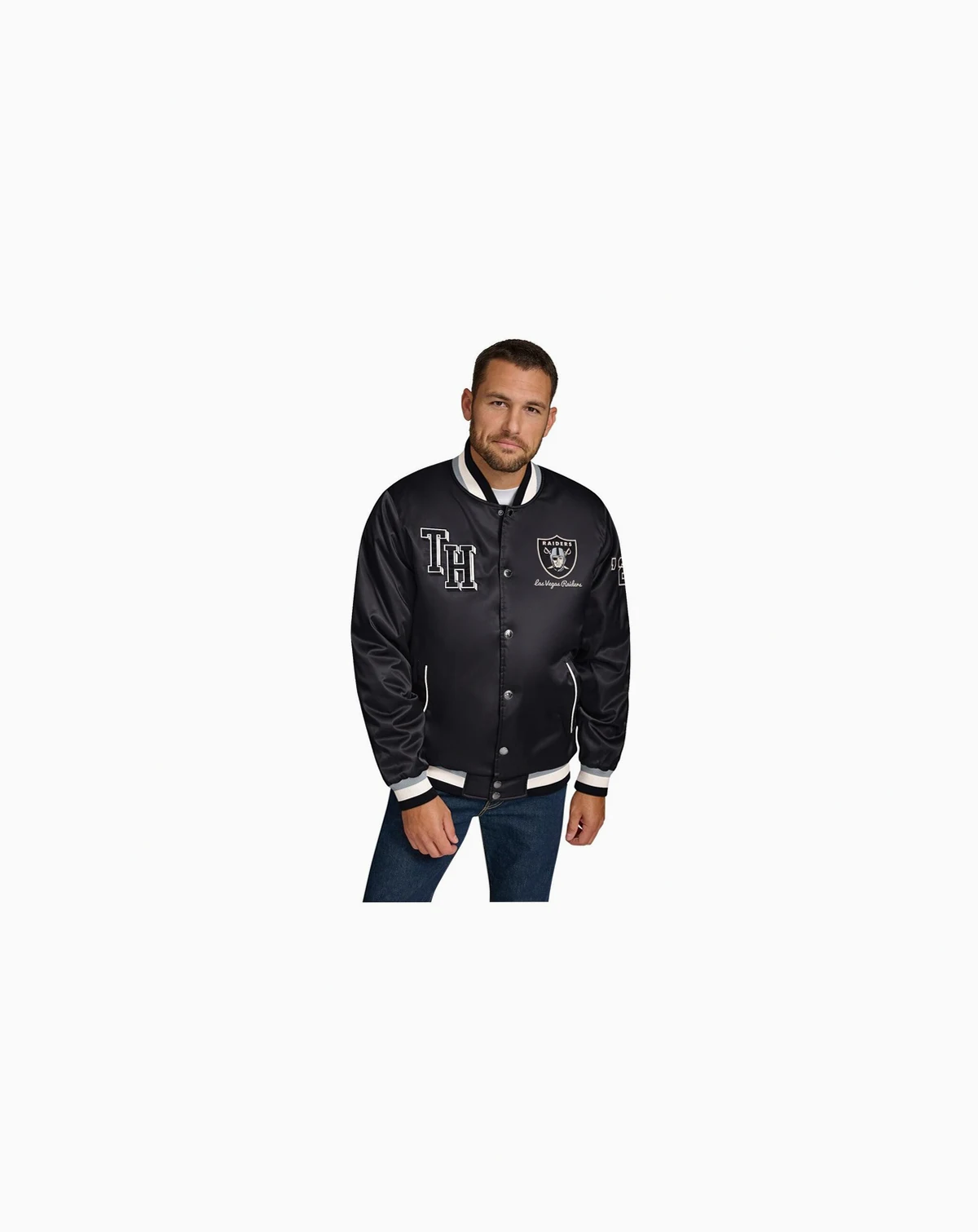 Men's Black Las Vegas Raiders Dante Full-Snap Satin Jacket
