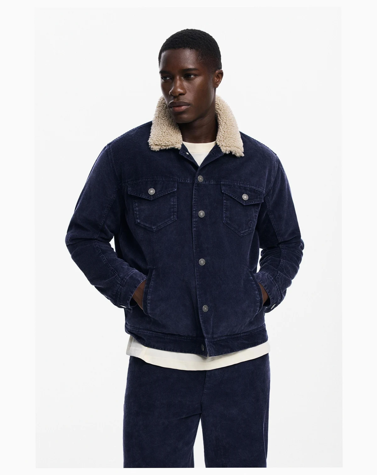 Men's Corduroy jacket with faux shearling collar