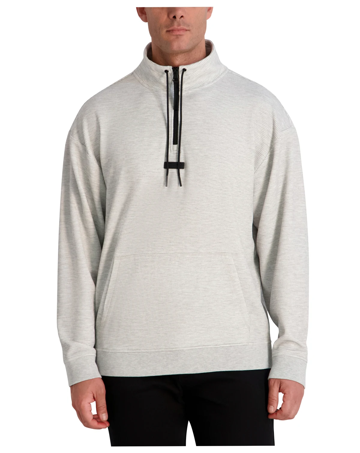 Men's Mock-Neck Waffle Textured Fleece Jacket