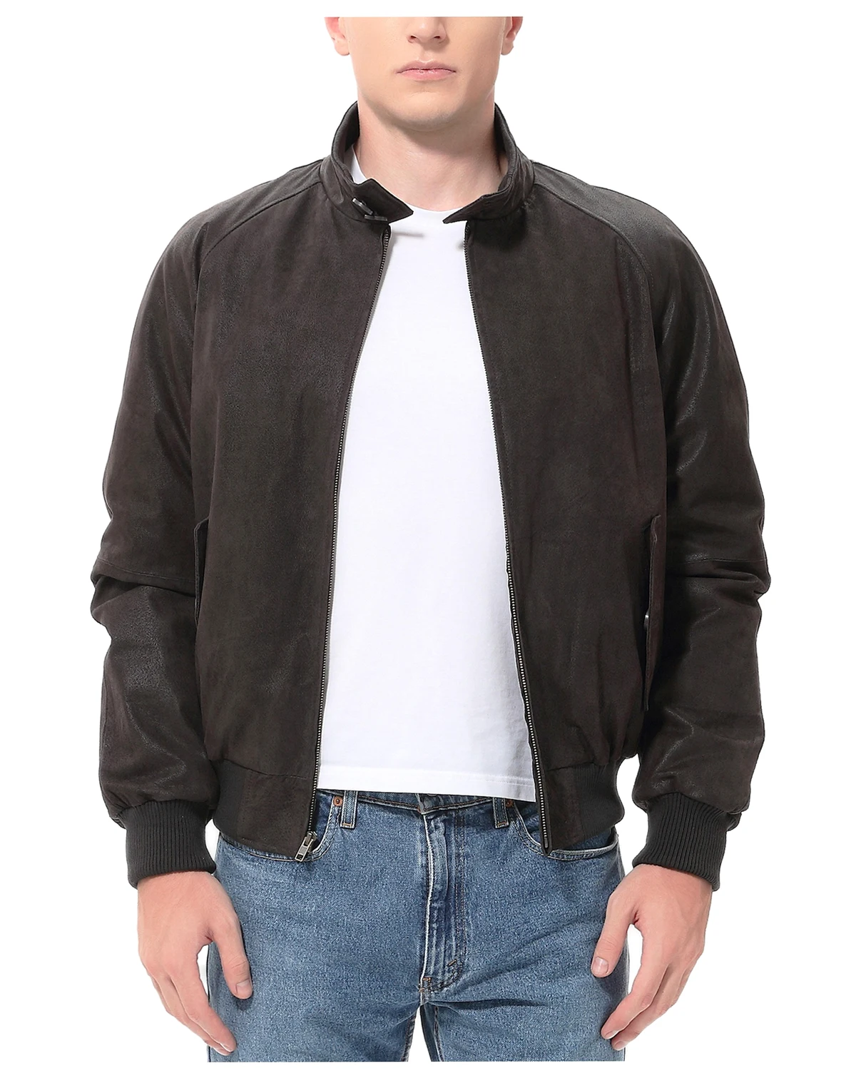 Big & Tall Men WWII Distressed Leather Bomber Jacket