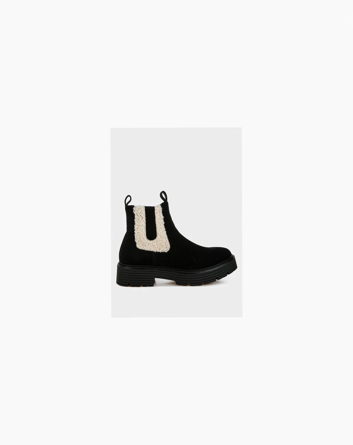 Womens Mothman Faux Fur Detail Chunky Ankle Boots