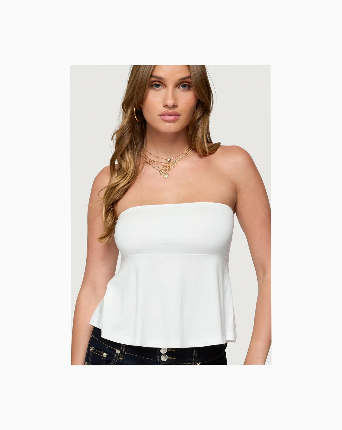 Women's Beaux Strapless Babydoll Top