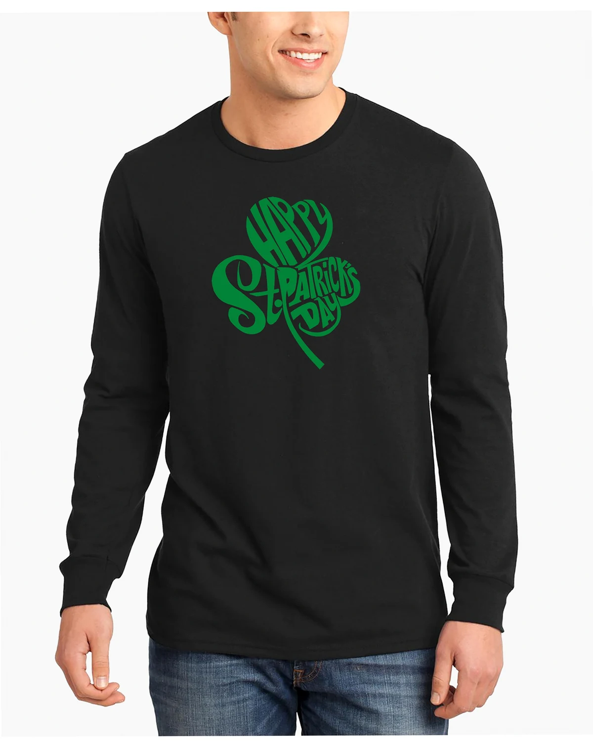 Men's St. Patrick's Day Shamrock Word Art Long Sleeve T-shirt