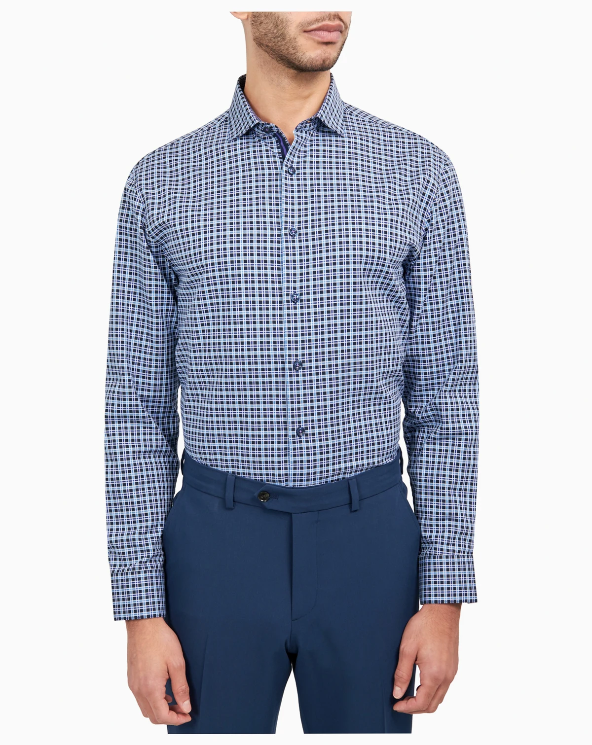 Men's Regular-Fit Twill Check Dress Shirt