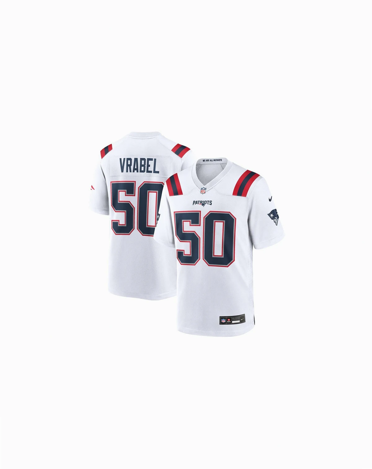 Men's Mike Vrabel White New England Patriots Retired Player Game Jersey