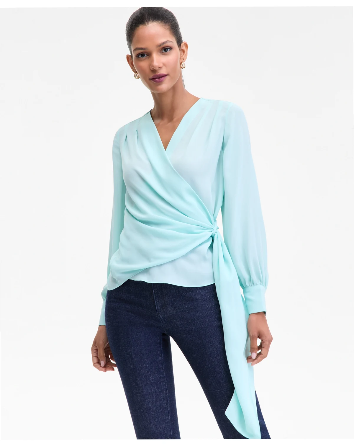 Women's Asymmetric-Tie Surplice Top, Macy's Exclusive
