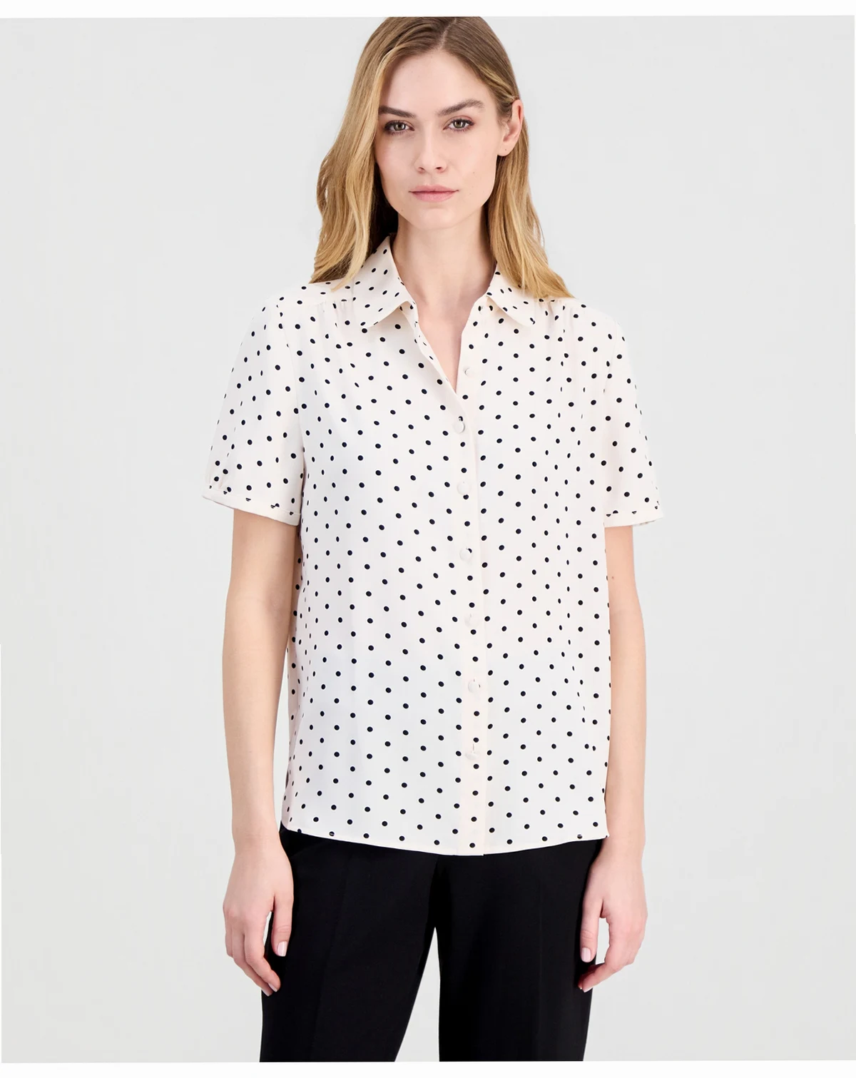 Women's Cap-Sleeve Button-Up Blouse