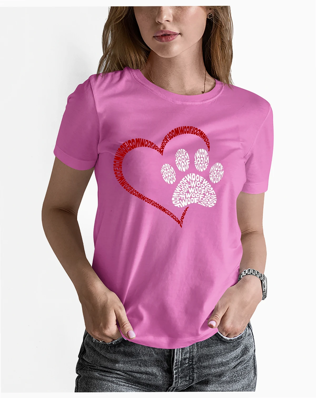 Women's Word Art Paw Heart T-Shirt