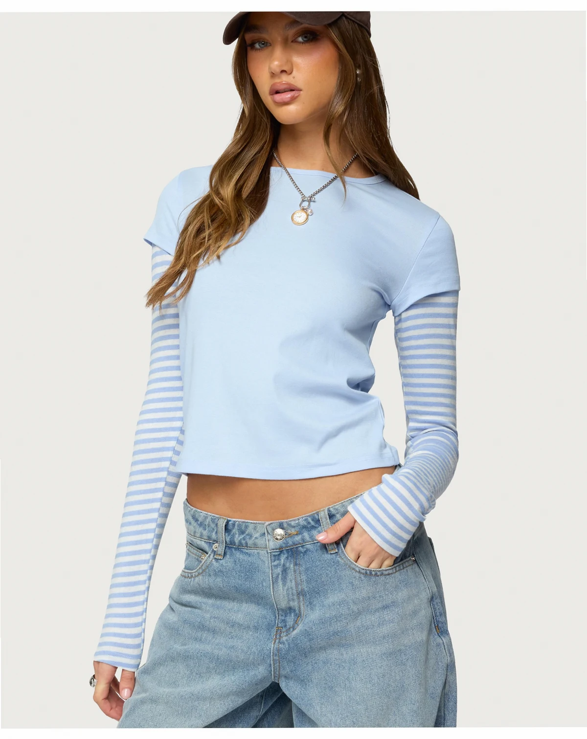 Womens Stripey Layered Long Sleeve T Shirt