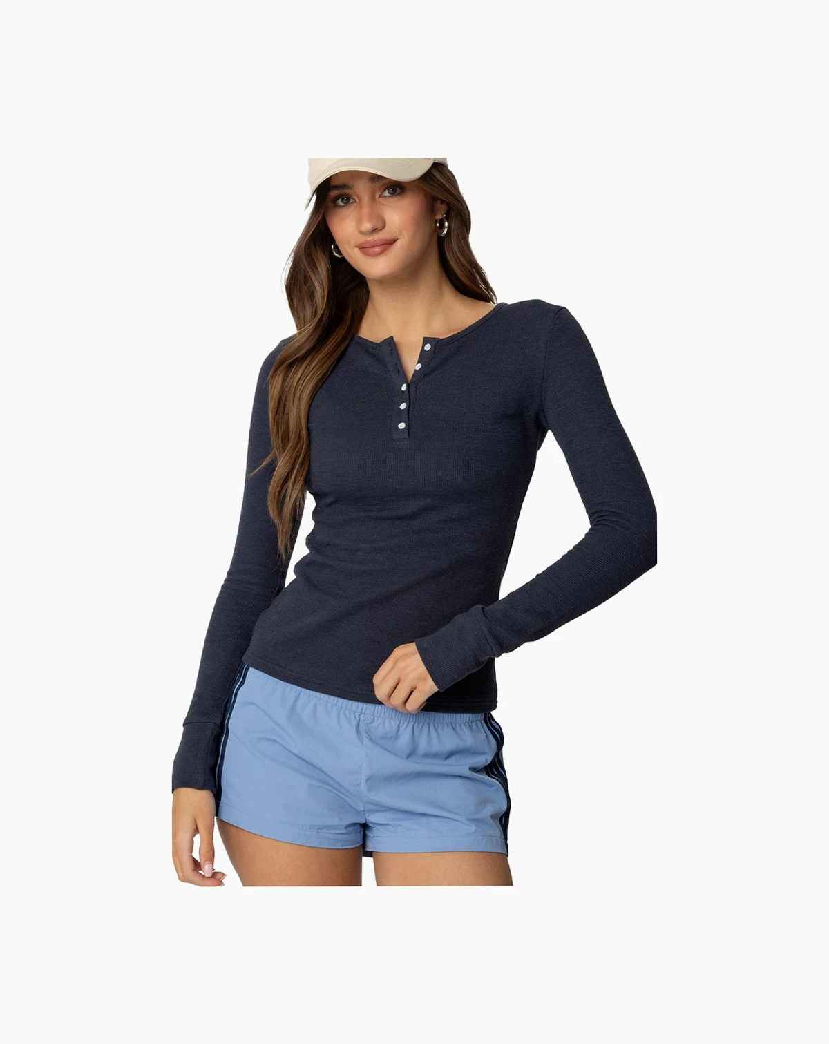 Women's Helaine Waffle Henley T Shirt