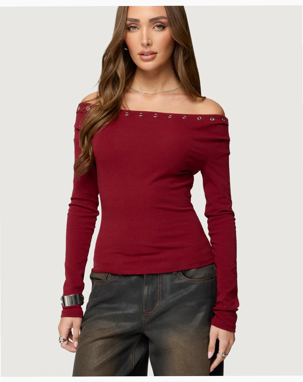Womens Rebekka Grommet Off Shoulder Top
