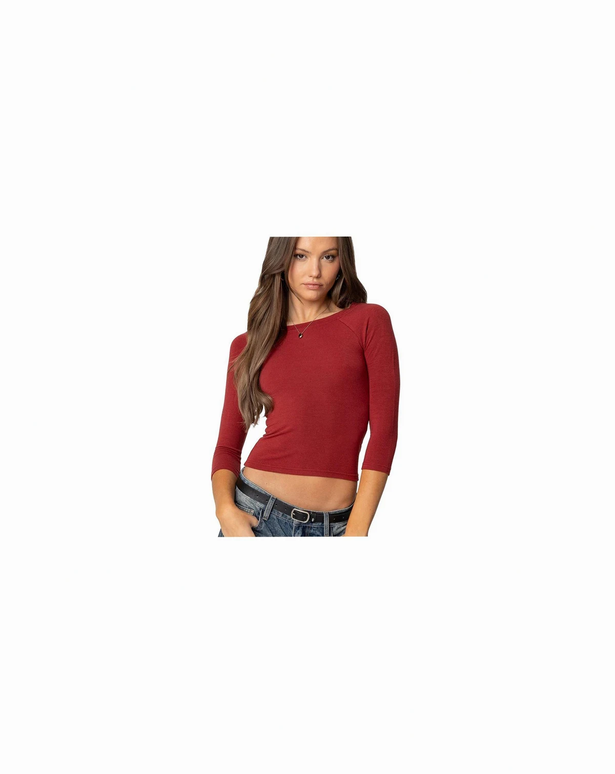 Womens Mary Quarter Sleeve Wide Neck Top