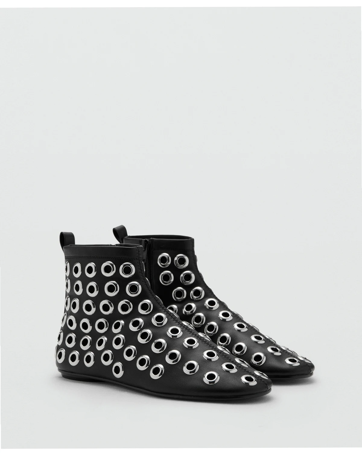 Women's Eyelets Leather-Effect Ankle Boots