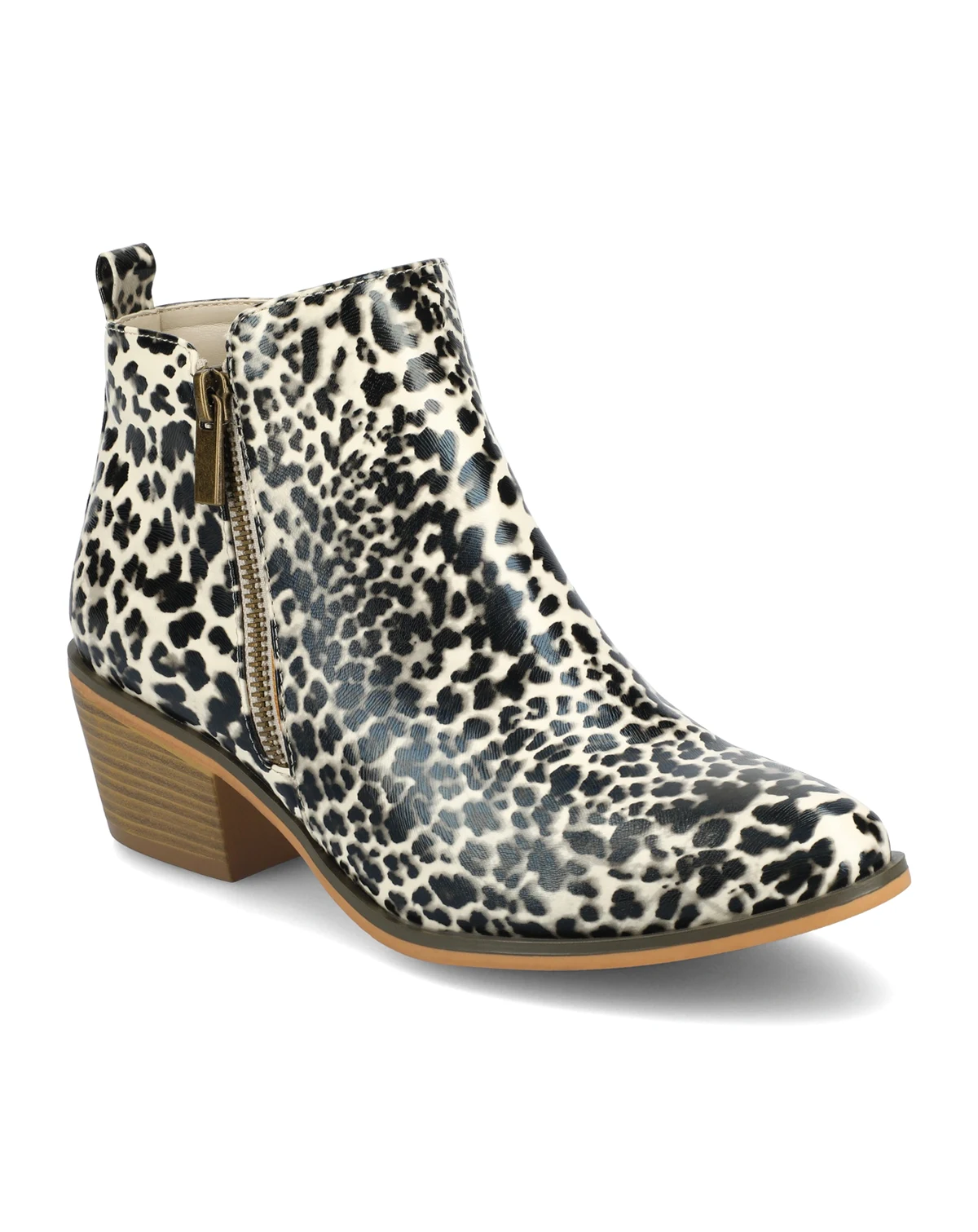 Women's Rebel Size Zipper Stacked Heel Booties