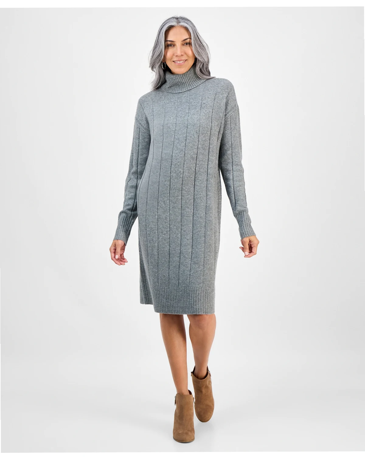 Women's Ribbed Turtleneck Sweater Dress, Macy's Exclusive