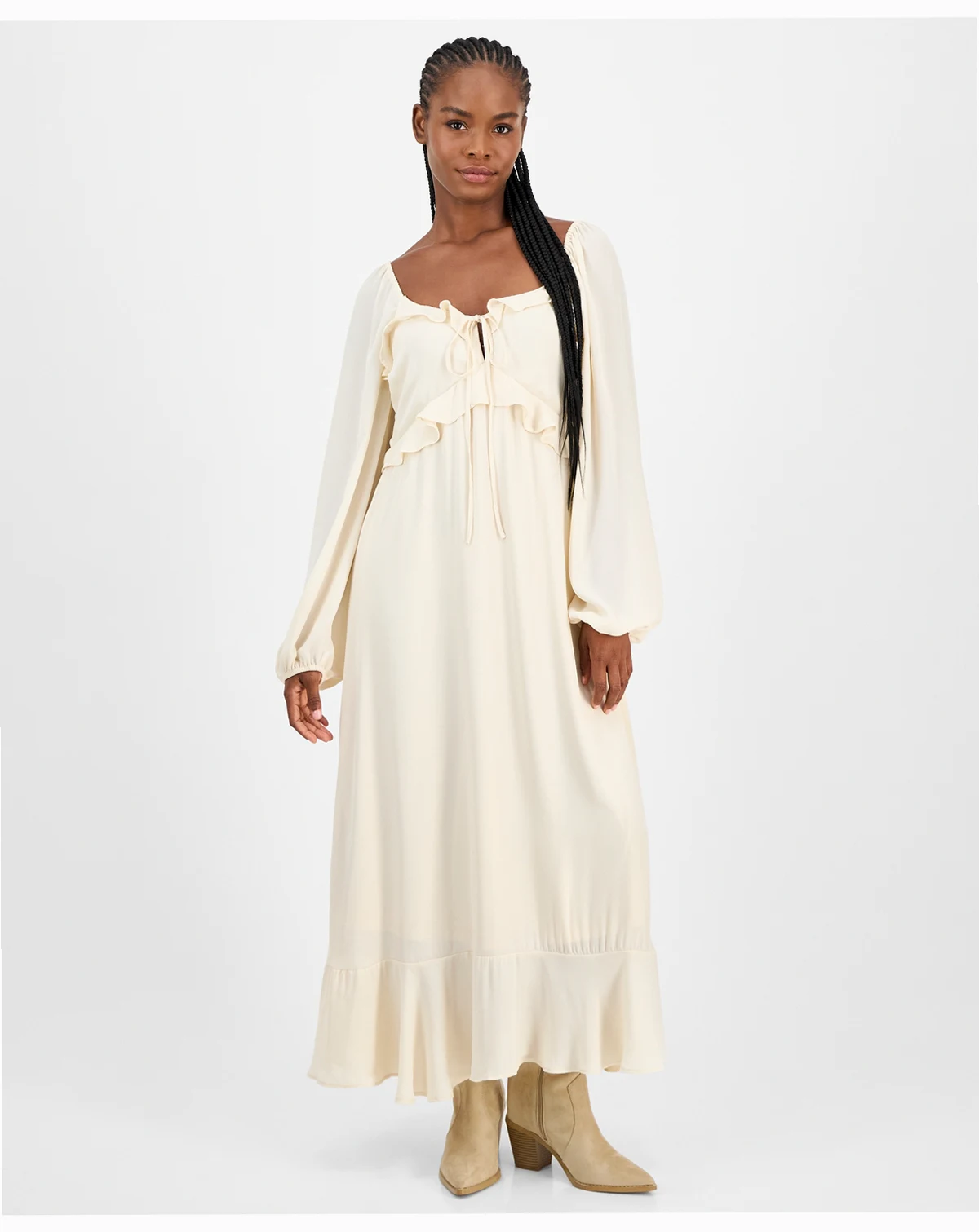 Women's Ruffle Long-Sleeve Maxi Dress, Macy's Exclusive