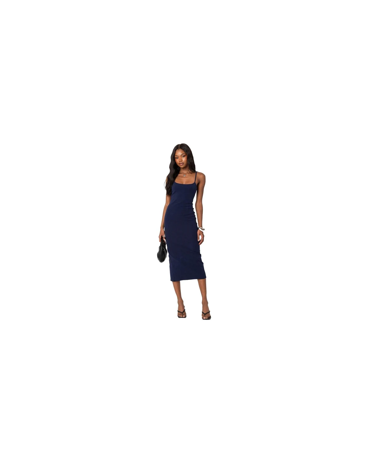Air back slitted midi dress