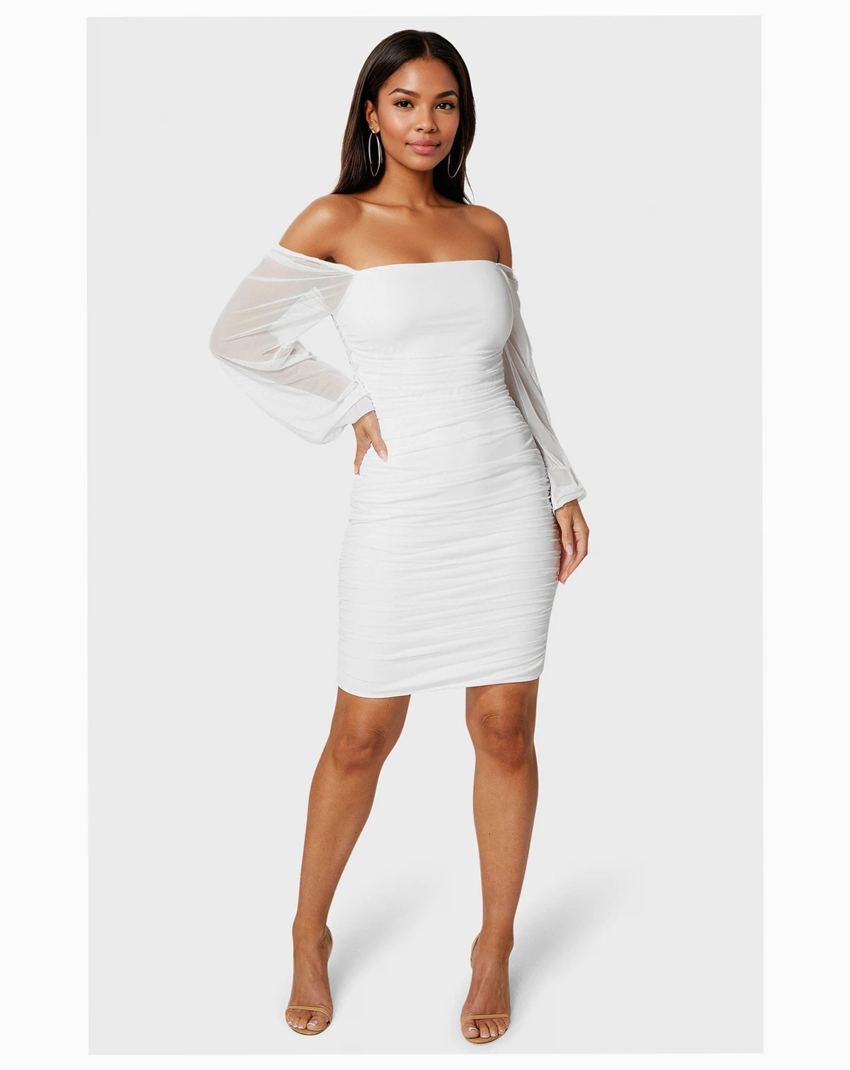 Women's Blouson Sleeve Ruched Dress