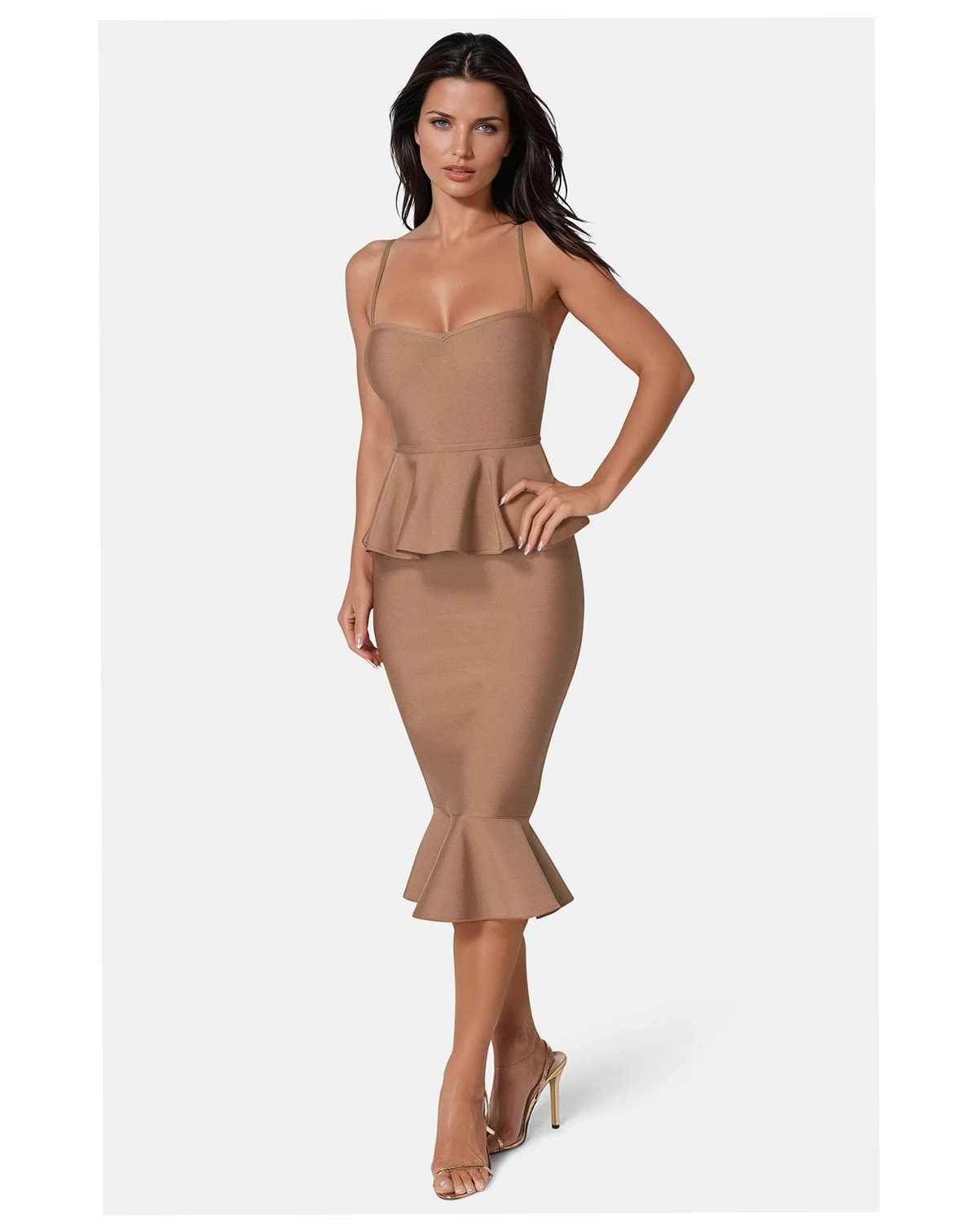 Women's Peplum Bandage Midi Dress