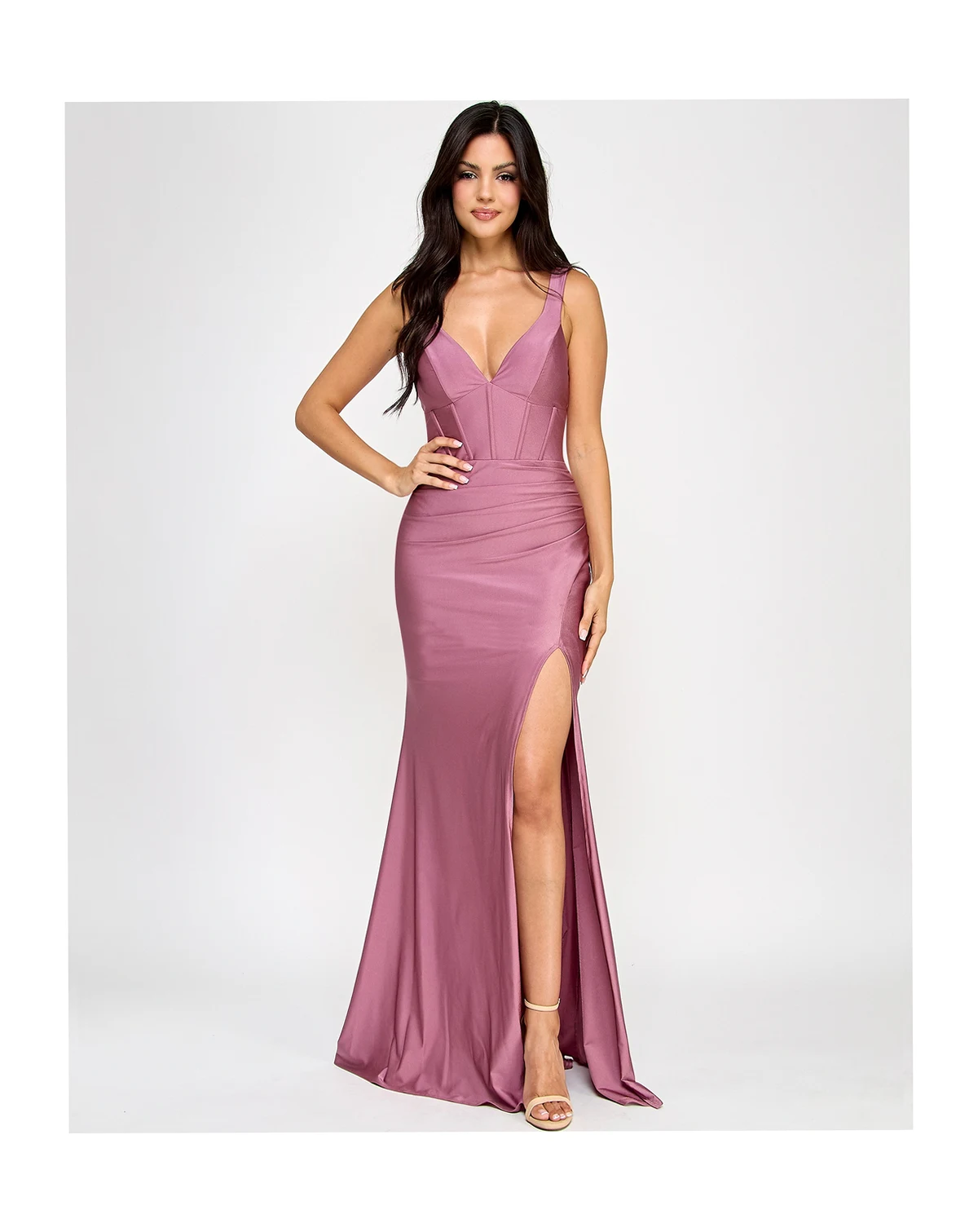 Juniors' Corset Lace-Up-Back Gown