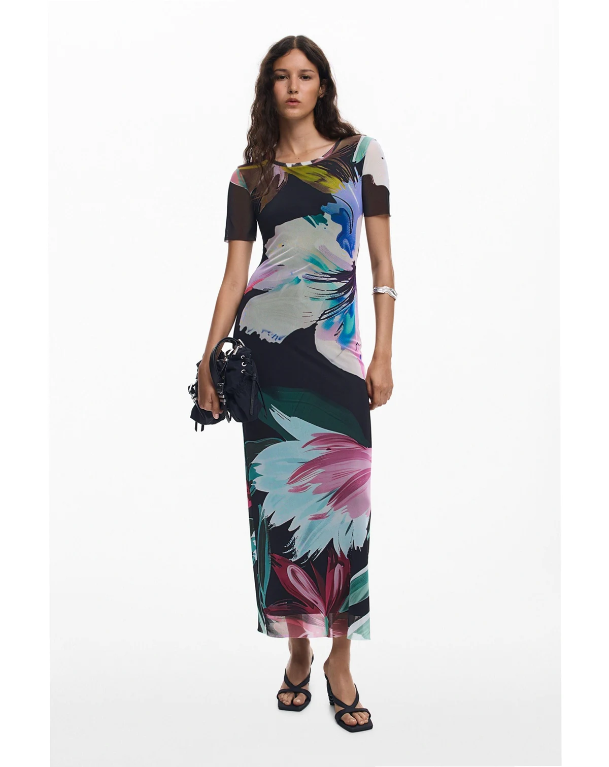 Women's Watercolor floral fitted dress