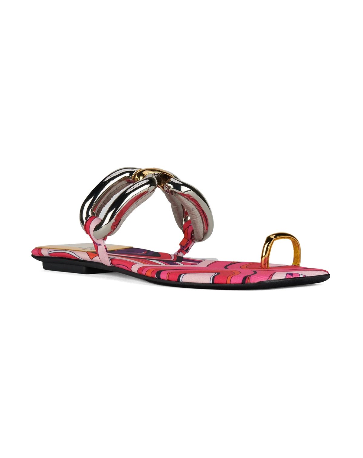 Women's Guilded Chain-Embellished Flat Sandals