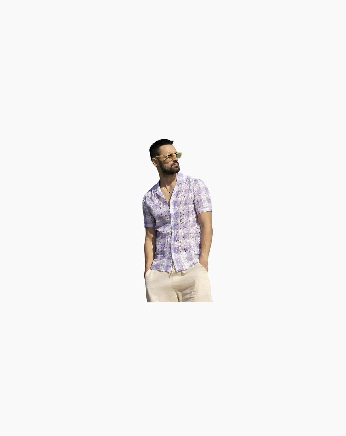 Men's Lavender & Chalk White Buffalo Check Shirt