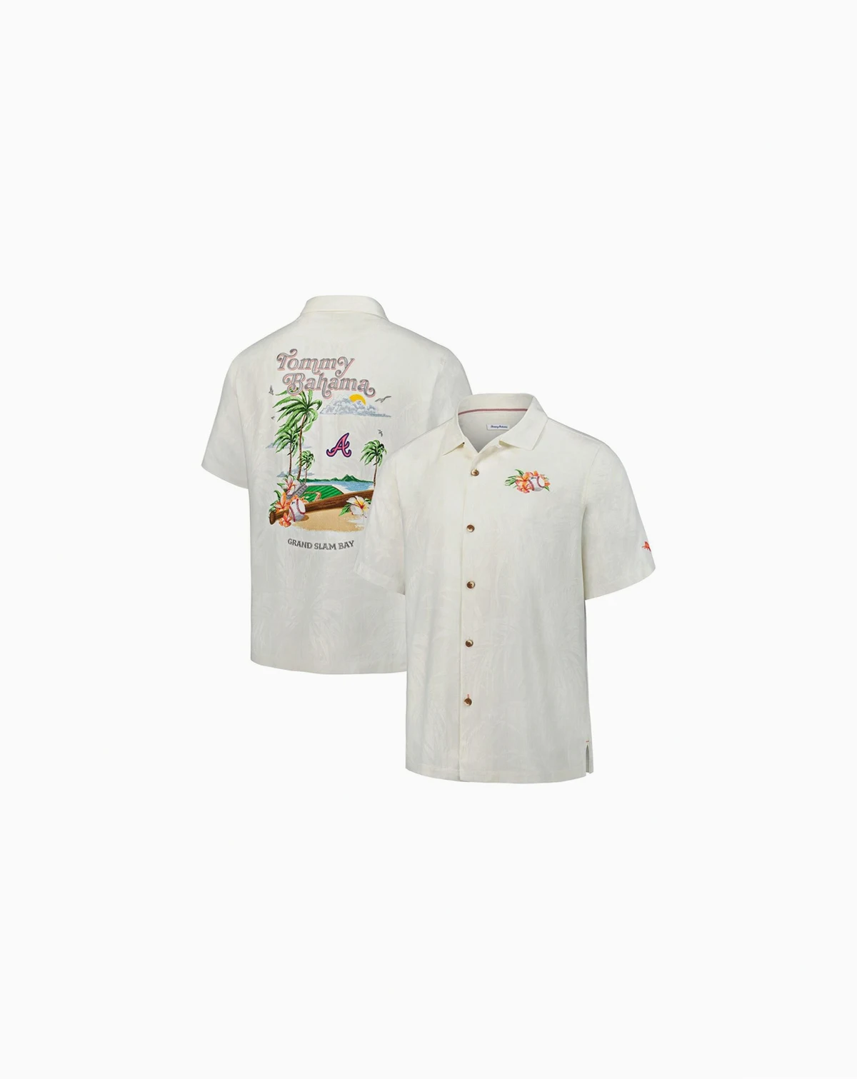 Men's White Atlanta Braves Grand Slam Bay Camp Button-Up Shirt
