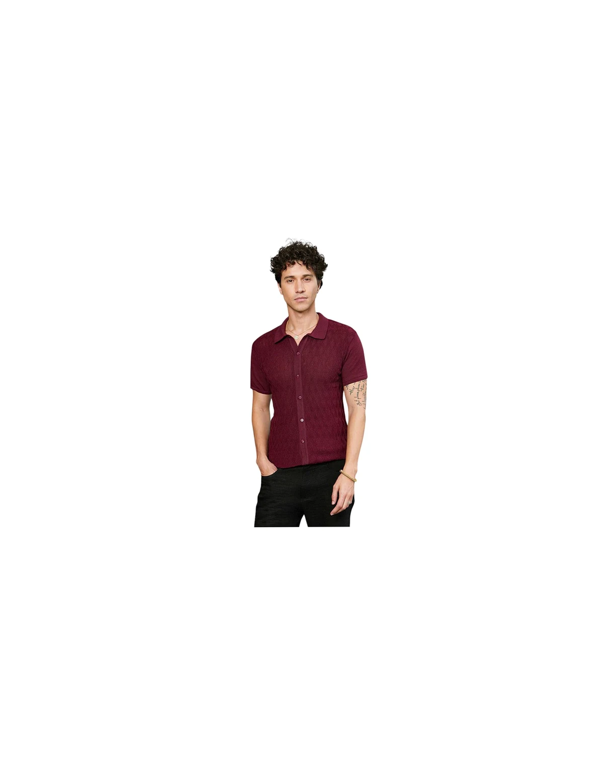 Men's Argyle-Knit Slim-Fit Shirt