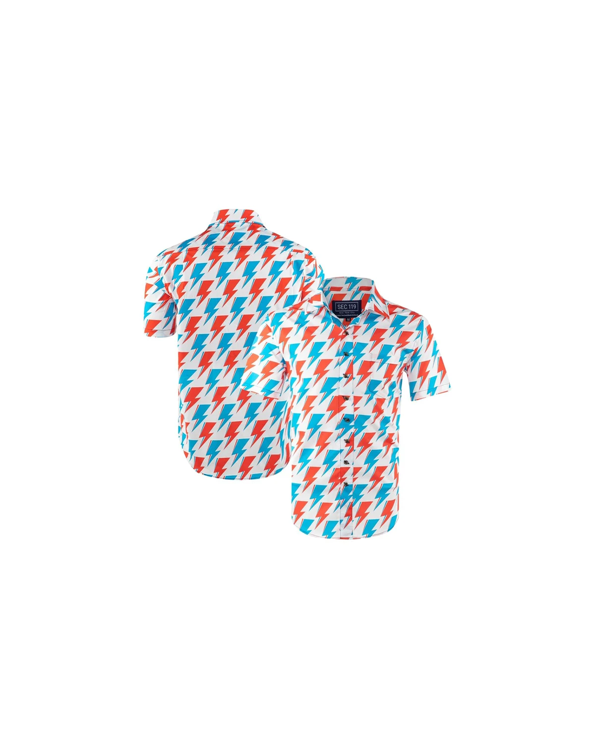 Men's White David Bowie Red and Blue Bolt Button-Down Shirt