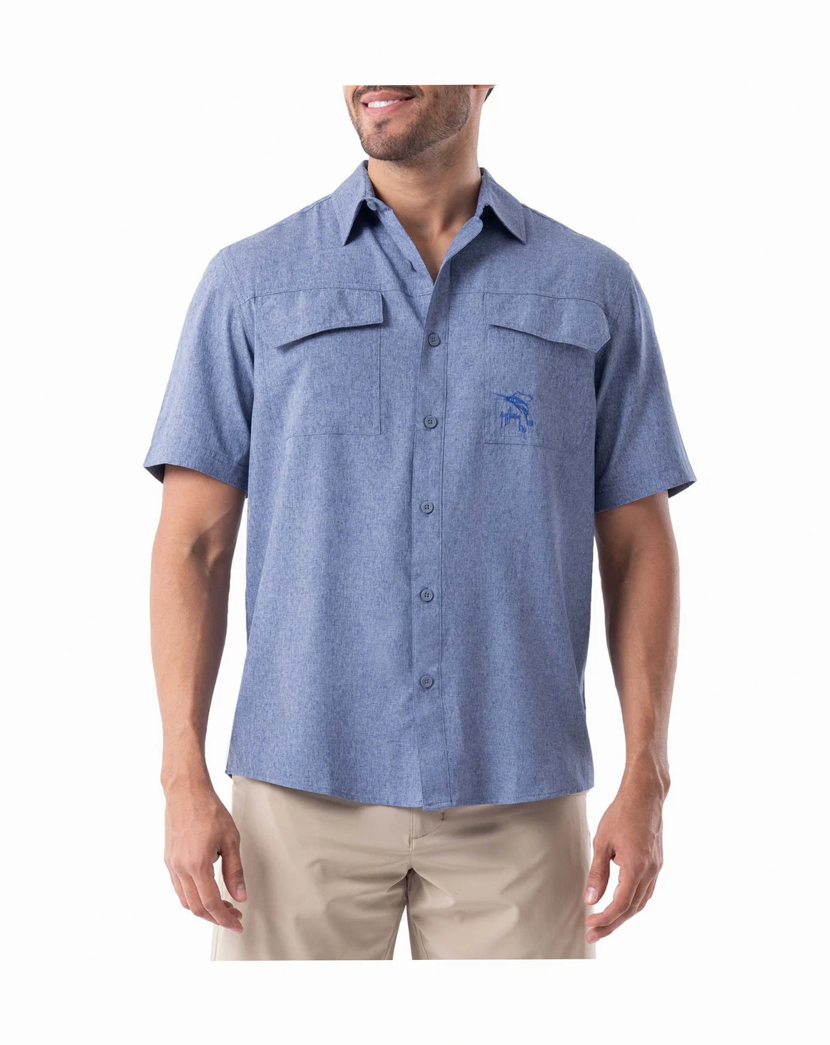 Men's Short Sleeve Heathered Fishing Shirt