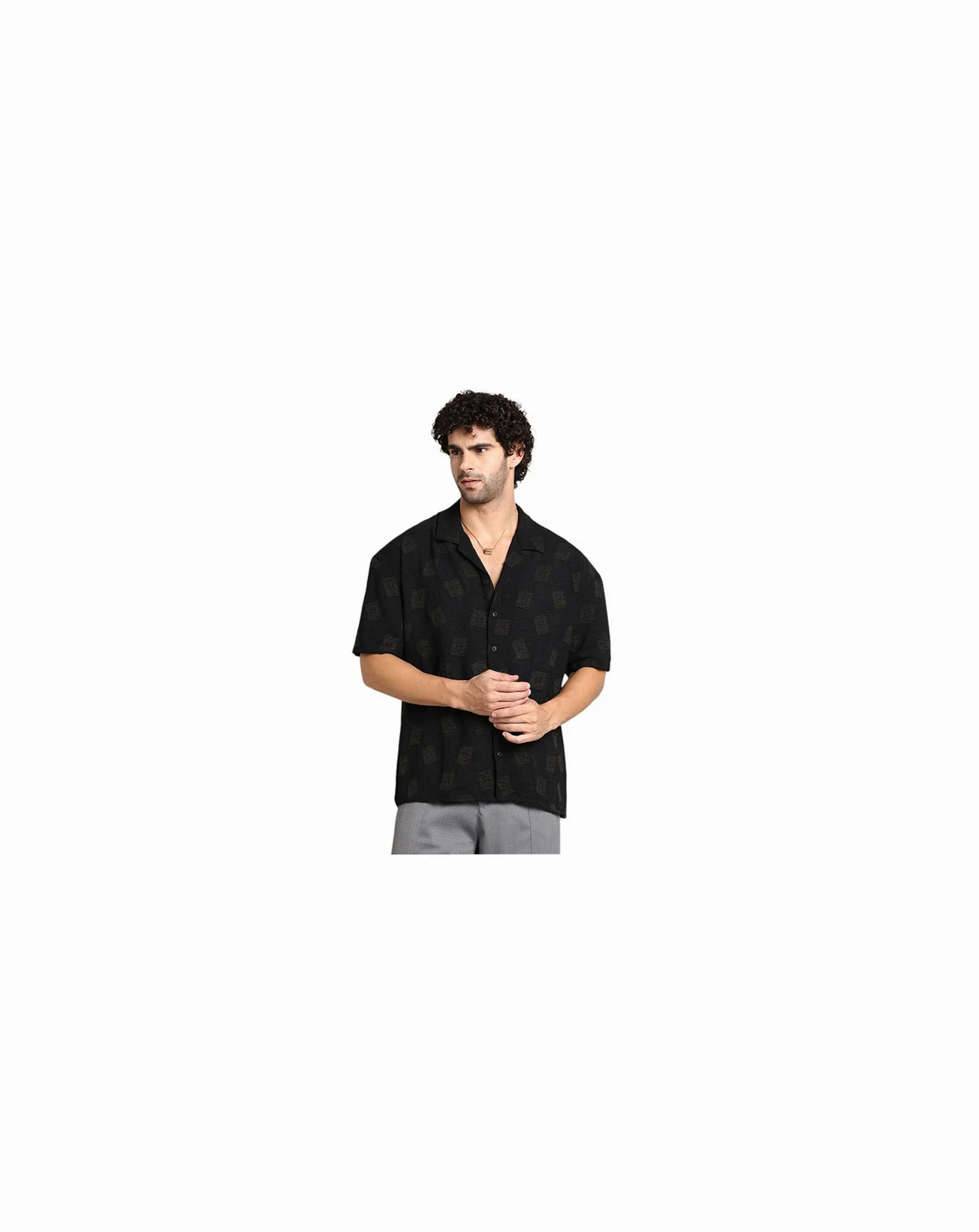 Men's Onyx Black Indie-Cuban Oversized Shirt